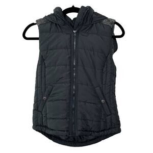 Aeropostale Black Grey Puffer Vest Hoodie Full Zip Pockets S Trails Gorp Outdoor